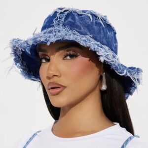 Funky frayed denim bucket hat UNISEX!